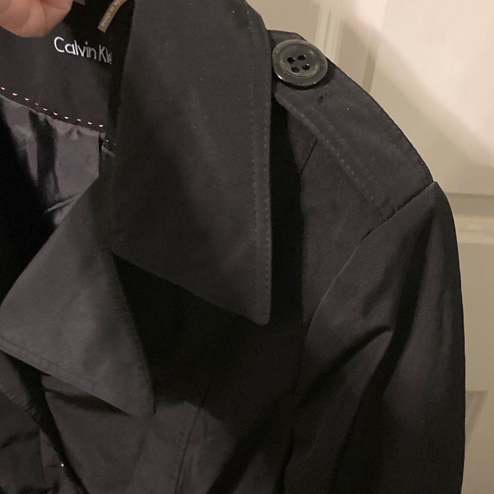 Calvin Klein Classic Black Trench Coat Small S - Picture 6 of 12